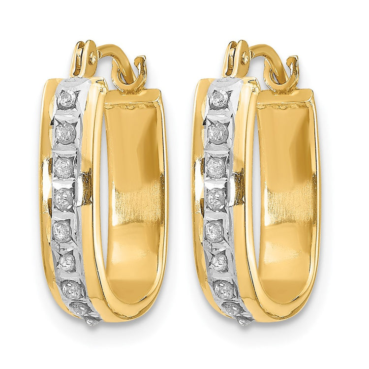 14k Diamond Fascination Diamond Dust/Accent 4x16mm Oval Hoop Earrings