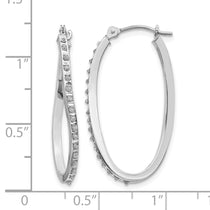 14k White Gold Diamond Fascination Diamond Dust/Accent 1x30mm Oval Twist  Hoop Earrings
