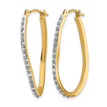 14k Diamond Fascination Diamond Dust/Accent 1x30mm Oval Twist Hoop Earrings