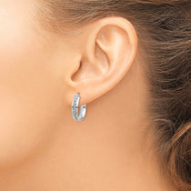 14k White Gold Diamond Fascination Diamond Dust/Accent 5x18mm Round Hoop Earrings