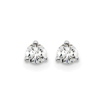 14k White Gold 1/4 carat Certified Lab Grown Diamond VS+ F+ Round Complete Three Prong Screwback Stud Earrings