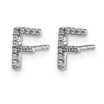 14k White Gold Diamond Initial F Post Earrings