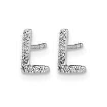 14k White Gold Diamond Initial L Post Earrings