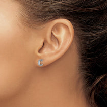 14k White Gold Diamond Initial C Post Earrings