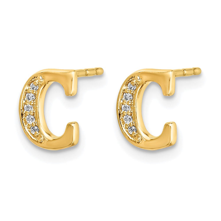 14k Diamond Initial C Post Earrings