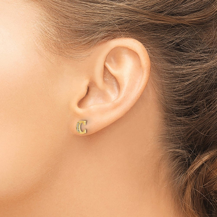 14k Diamond Initial C Post Earrings