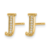 14k Diamond Initial J Post Earrings