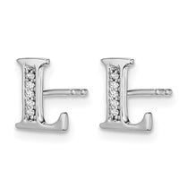 14k White Gold Diamond Initial L Post Earrings
