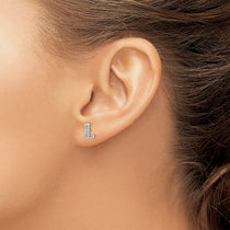 14k White Gold Diamond Initial L Post Earrings