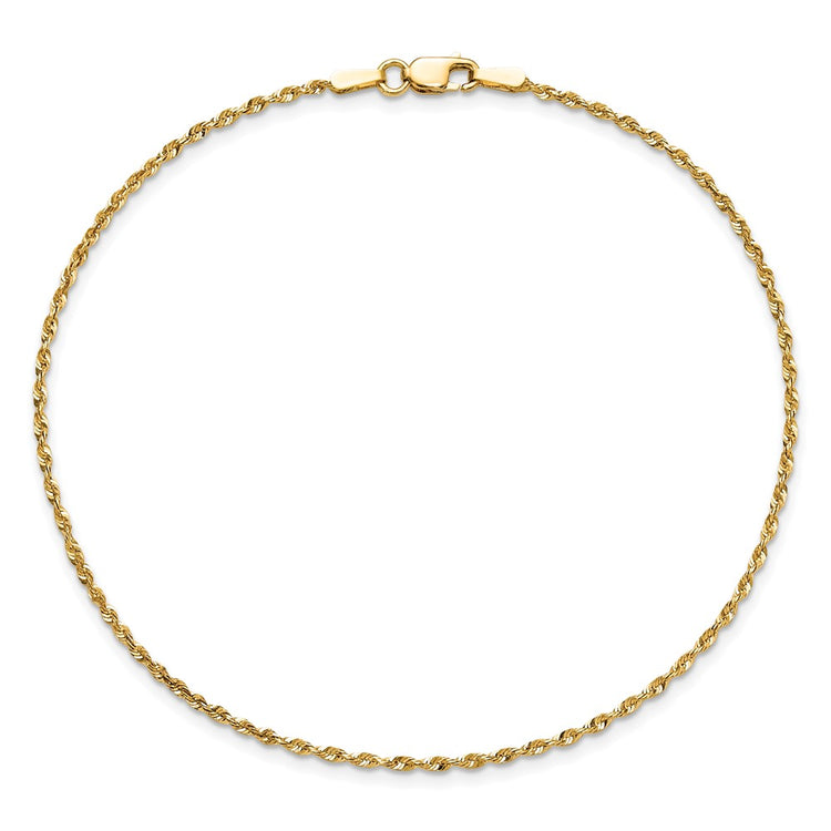14K 6 inch 1.5mm Ultra Diamond-cut Rope with Lobster Clasp Chain
