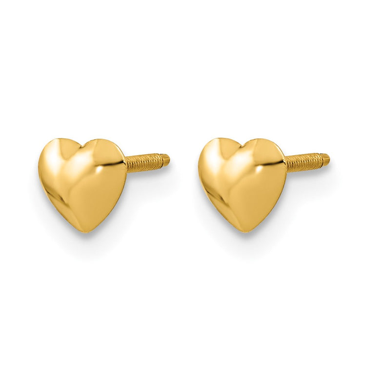 14k Madi K 6.00mm Heart Childrens Silicone Screwback Post Earrings