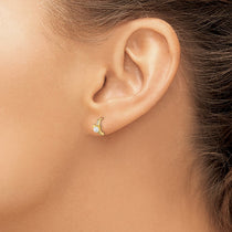 14k Madi K CZ Heart Childrens Hinged Hoop Earrings