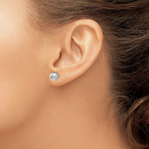 14K White Gold 7mm Faceted Diamond-cut Puffed Ball Post Earrings
