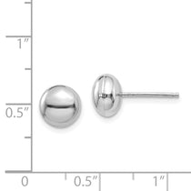 14k White Gold 8mm Polished Puffed Round Button Post Earrings