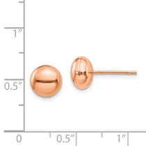 14k Rose Gold 8mm Polished Puffed Round Button Post Earrings