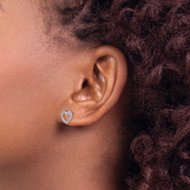 14k White Gold Polished Open Twisted Heart Post Earrings