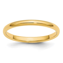 14k Yellow Gold 2mm Lightweight Half Round Wedding Band