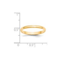 14k Yellow Gold 2.5mm Lightweight Half Round Wedding Band