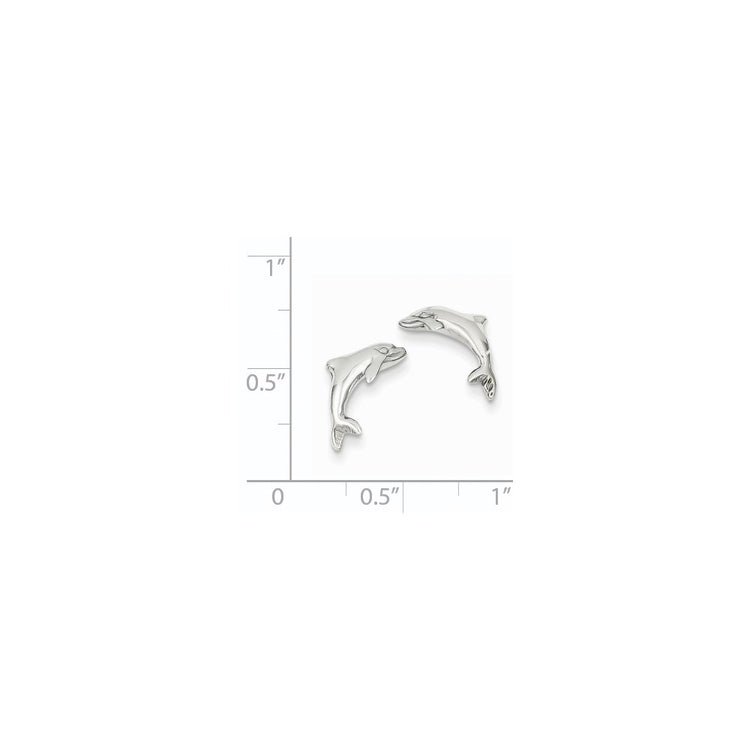 14k White Gold Dolphin Post Earrings