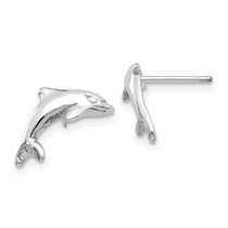 14k White Gold Dolphin Post Earrings