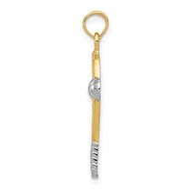14k and White Rhodium Polished Tennis Racquet and Ball Pendant