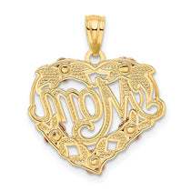 14k Two-tone with White Rhodium MOM Heart Pendant