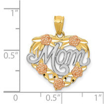 14k Two-tone with White Rhodium MOM Heart Pendant