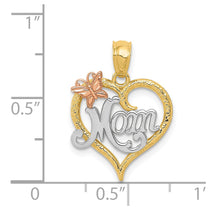 14k Two-tone with White Rhodium MOM with Butterfly Heart Pendant
