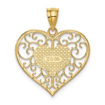 14K Polished Filigree Border Heart Pendant