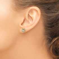 14K and White Rhodium Diamond-cut Flower Post Earrings