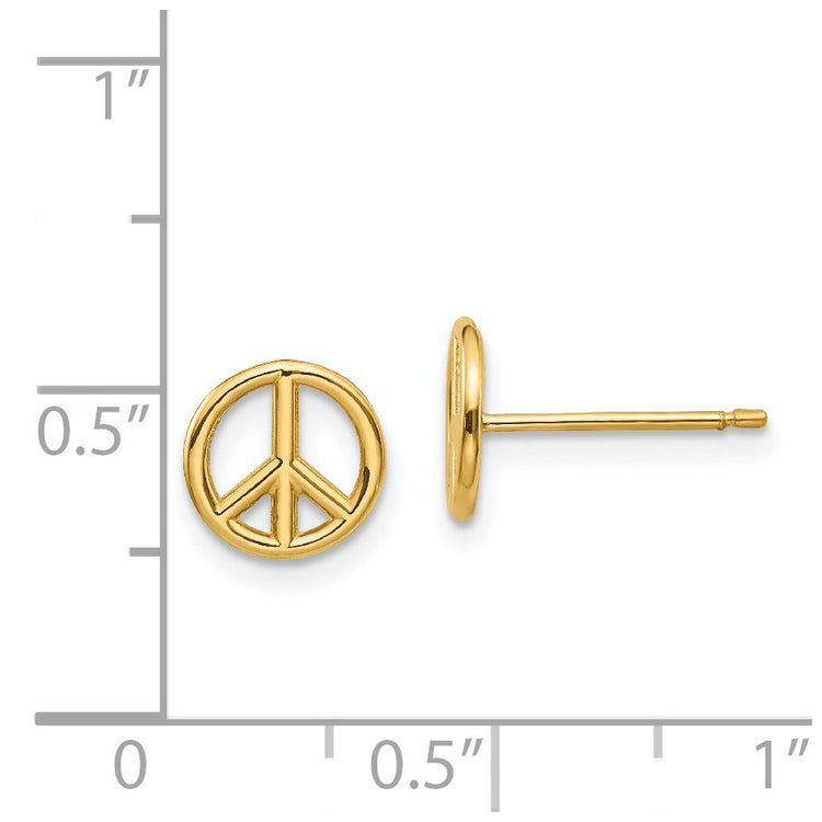 14K Polished 8mm Peace Symbol Post Earrings