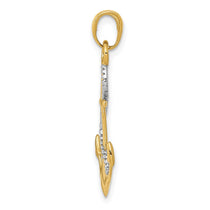 14K Two-tone Polished Anchor with Rope Pendant