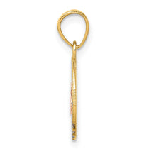 14k Two-tone with White Rhodium CZ 15 in Circle Pendant