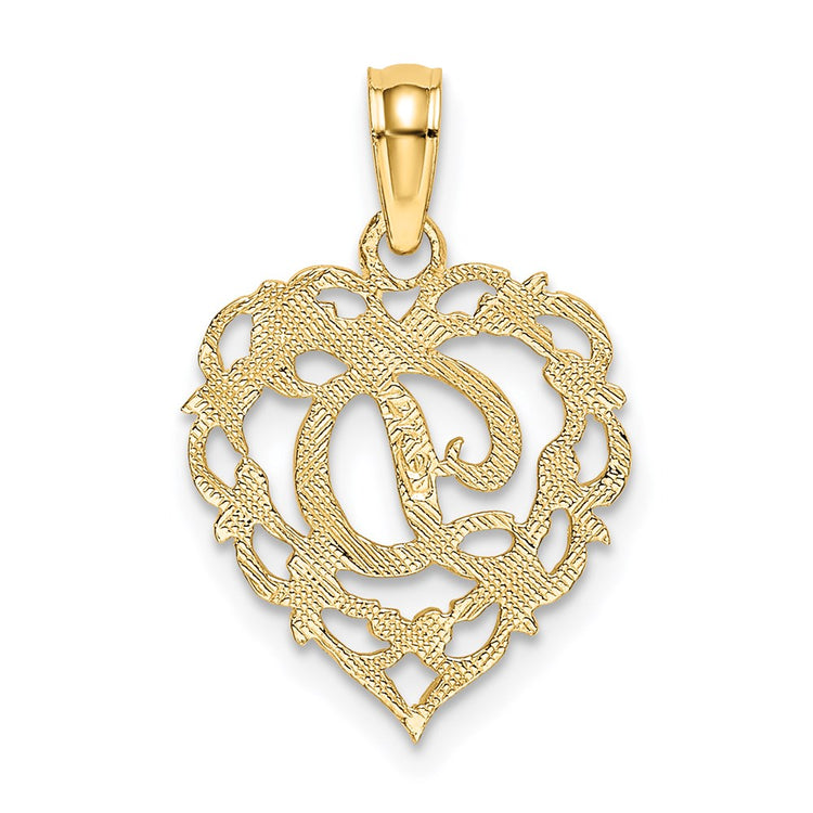 The Heart Initial Pendant 'D' — 14K Yellow Gold