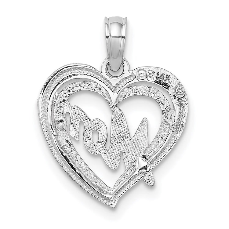 The MOM Inside Heart Pendant — 14K White Gold