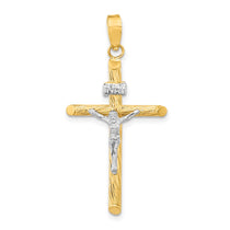 14K Yellow Gold + White Rhodium INRI Crucifix Pendant