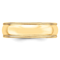 Sterling Silver Gold-plated 6mm Half Round Milgrain Size 10 Band