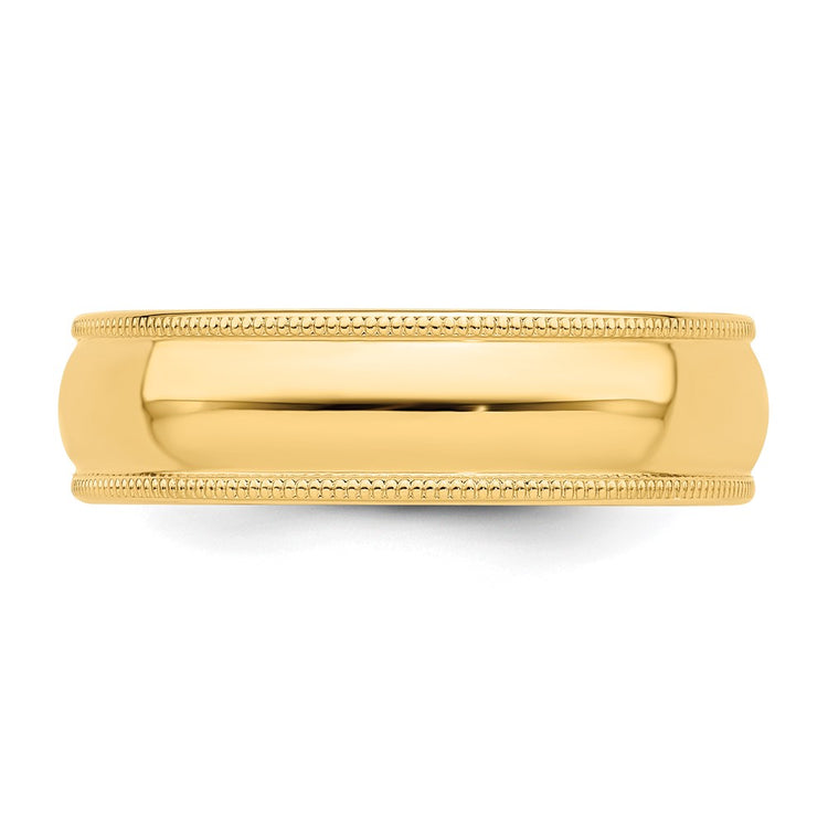 Sterling Silver Gold-plated 6mm Half Round Milgrain Size 10 Band