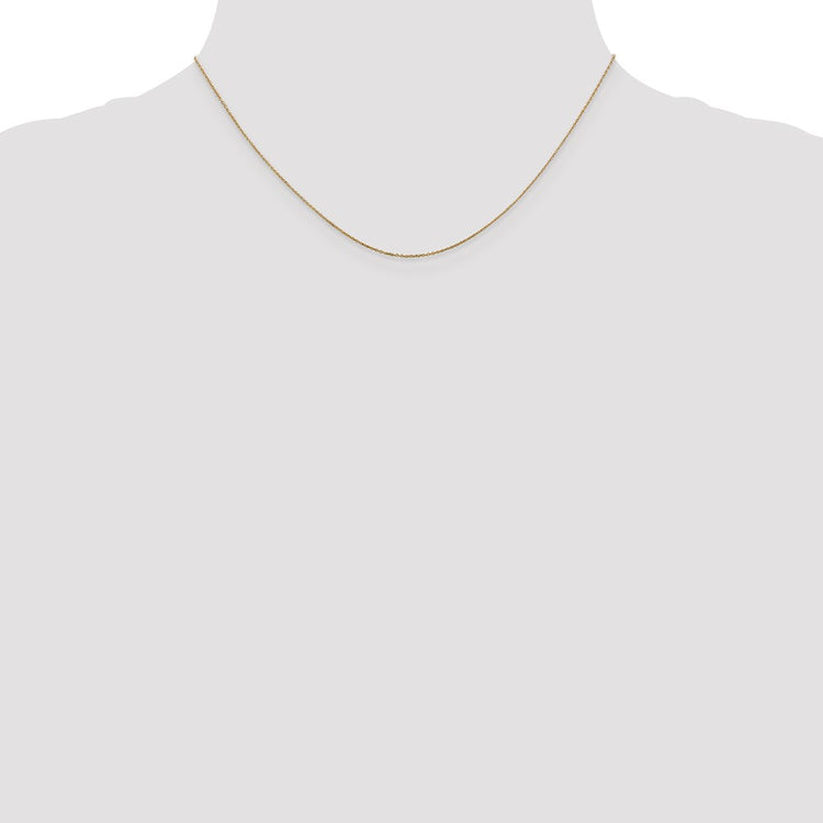 14K Solid Yellow Gold 0.6MM Diamond-cut Round Open Link Cable with Spring Ring Clasp Chain Necklace Available in 16-24