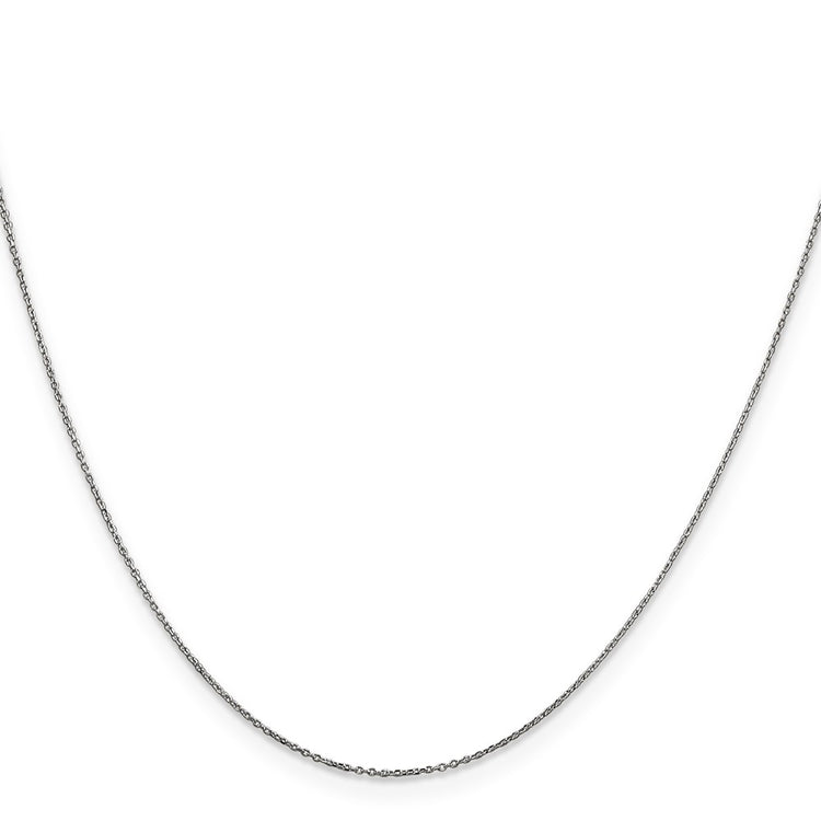 14K White Gold 18 inch .6mm Diamond-cut Round Open Link Cable with Spring Ring Clasp Chain