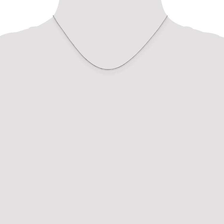 14K Solid White Gold 0.6MM Diamond-cut Round Open Link Cable with Spring Ring Clasp Chain Necklace Available in 16-24