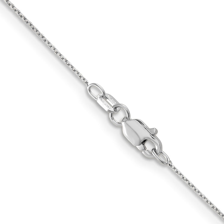 14K White Gold 16 inch .65mm Diamond-cut Round Open Link Cable with Lobster Clasp Chain