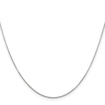 14K White Gold 16 inch .8mm Diamond-cut Round Open Link Cable with Lobster Clasp Chain