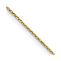 14K 16 inch .8mm Diamond-cut Round Open Link Cable with Lobster Clasp Chain