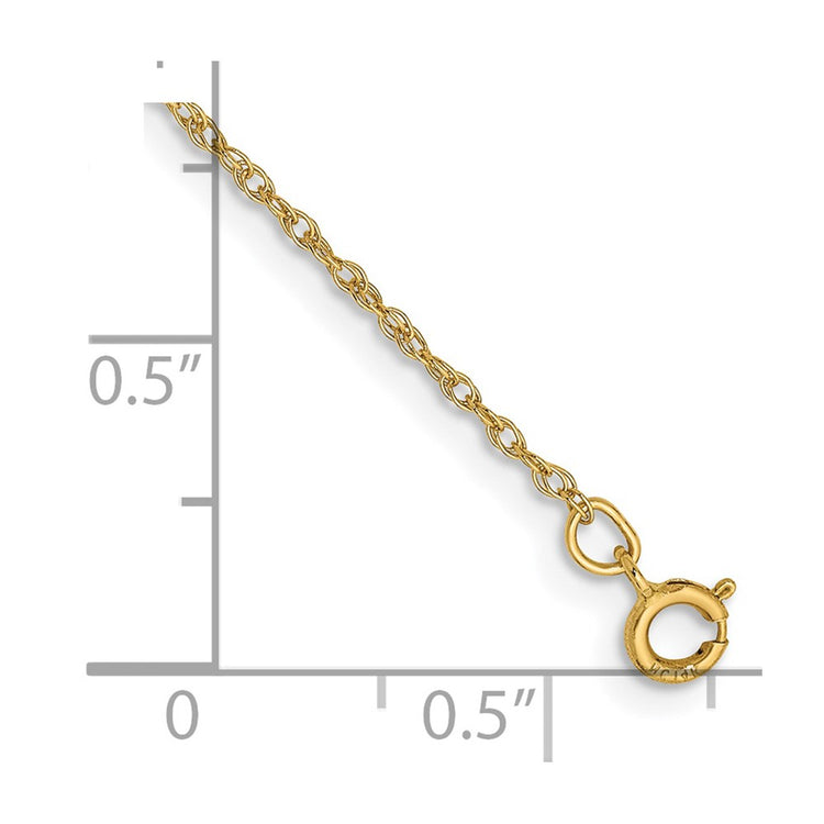 14K 9 inch .8mm Light Baby Rope with Spring Ring Clasp Anklet