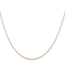14K Rose Gold 20 inch .5mm Baby Rope with Spring Ring Clasp Chain