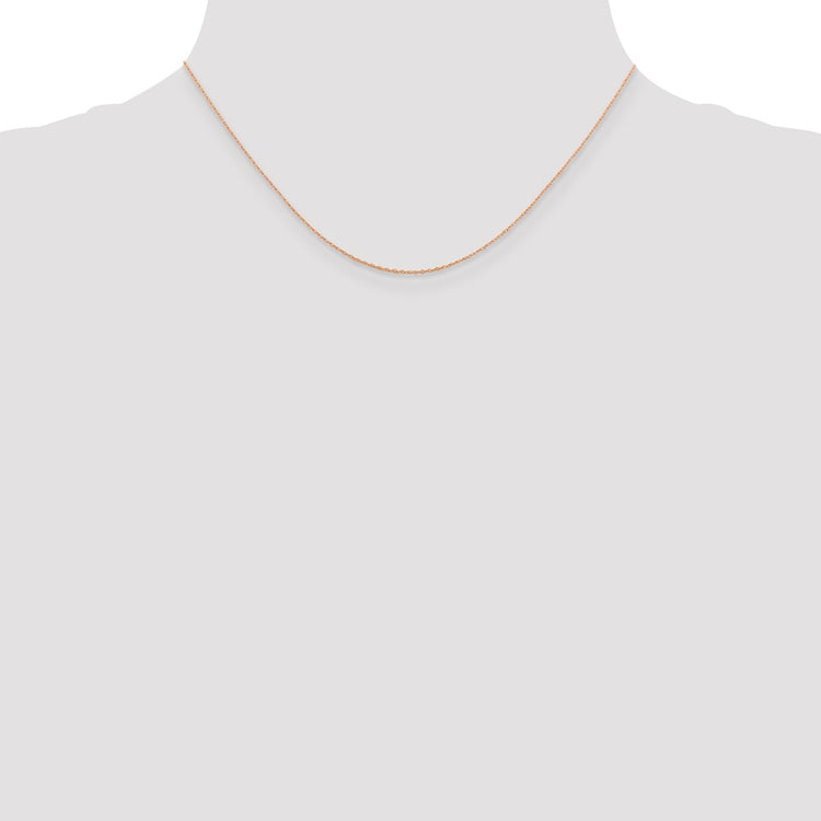 14K Solid Rose Gold 0.5MM Baby Rope with Spring Ring Clasp Chain Necklace 16-24 Inch
