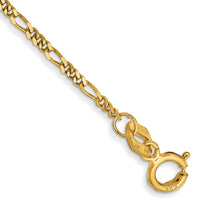 14K 7 inch 1.25mm Flat Figaro with Spring Pendant Ring Pendant Bracelet