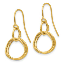 14K Small Twisted Circle Dangle French Hook Earrings