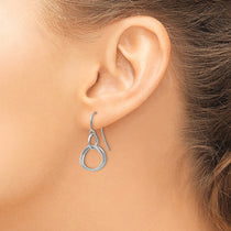 14K White Gold Small Twisted Circle Dangle French Hook Earrings